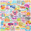 50 English Text Graffiti Stickers Cartoon Color Encouragement Reward Stickers Diy Luggage Decoration Stickers