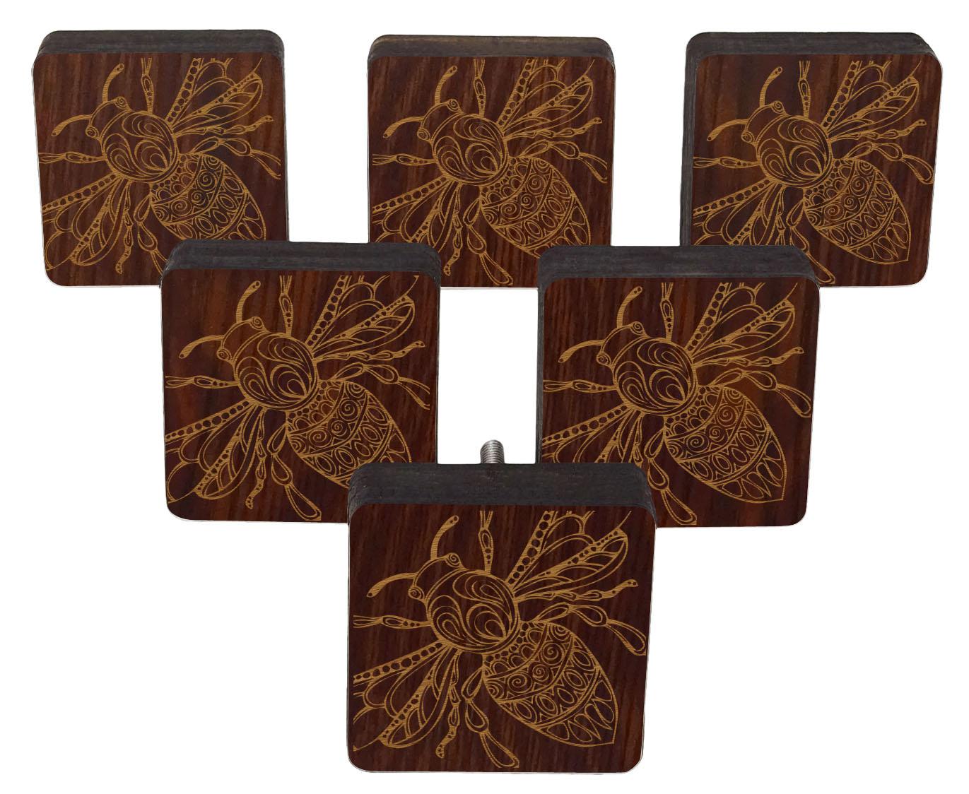 

IBA Indianbeautifulart Коричневі ручки з гравіюванням Дерев’яні дверні ручки для шаф 2 x 2 Inches-Square коричневий