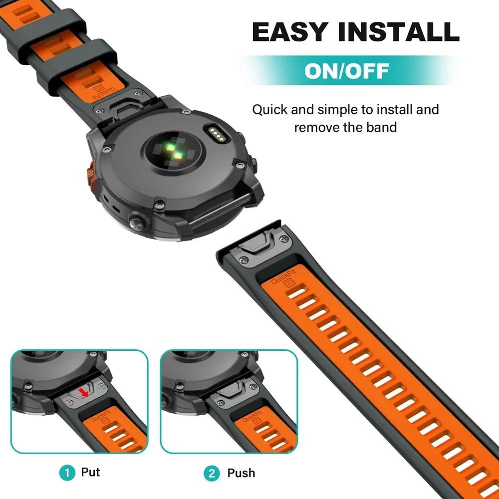 Quick Fit Strap For Garmin Fenix 8 7 7X/Epix Pro Gen 2 51mm 47mm/Enduro 2/Descent Mk3i Mk2 Silicone Original Watch Band 22mm 26mm
