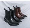 Men's Large Size Pointed Toe Leather Chelsea Boots with Thick Soles and High Heels - British Style Height Increasing Short Boots.
