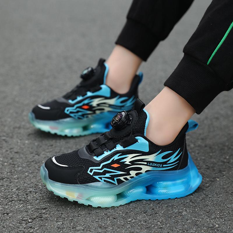 Middle school students rotate button shoes, spring and autumn students a 2025 sports boys face mesh breathable