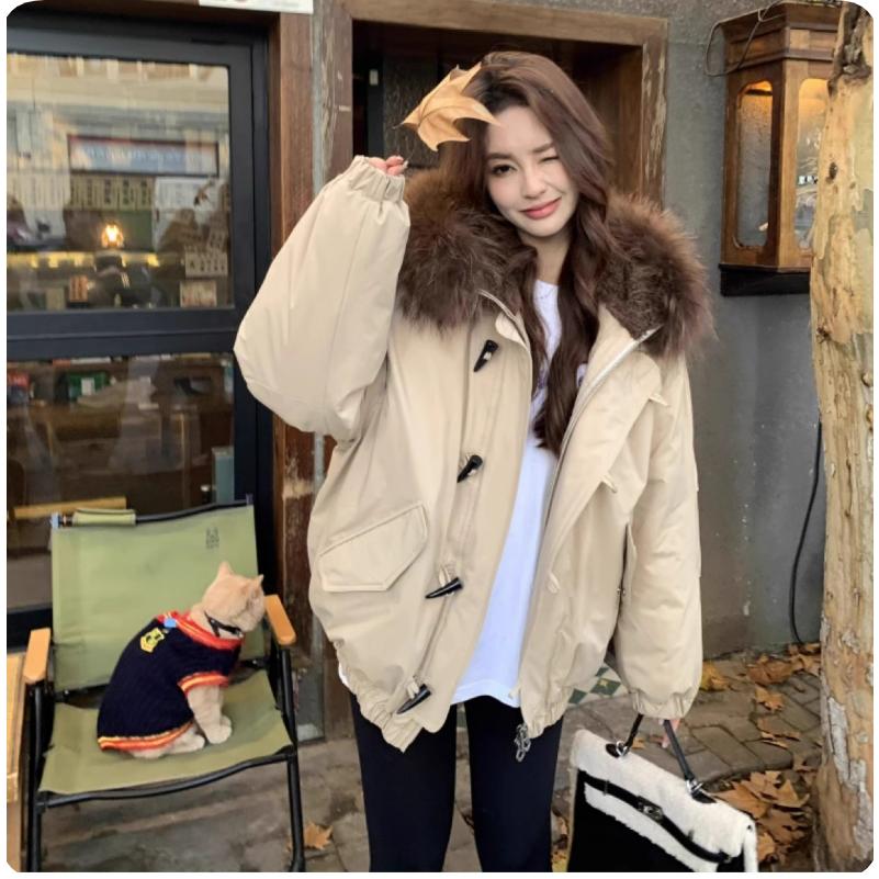 Down Cotton-padded Jacket Women's Big Fur Collar Cotton-padded Jacket Tide Brand Explosive Parker Jacket Winter Cold-proof Jacket Women