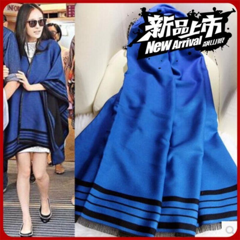 Autumn and Winter Thickened Warm Cloak Versatile Imitation Cashmere Plaid Jacquard Shawl Scarf Women