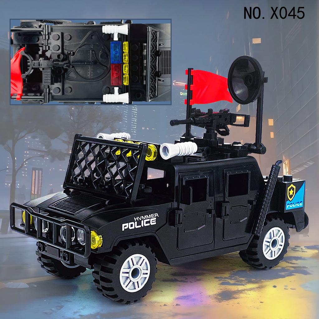 Jinzhi Langya Explosion-Proof Car X045 Children'S Small Particle Building Block Toy Hummer Swat Miniature Machine Gun
