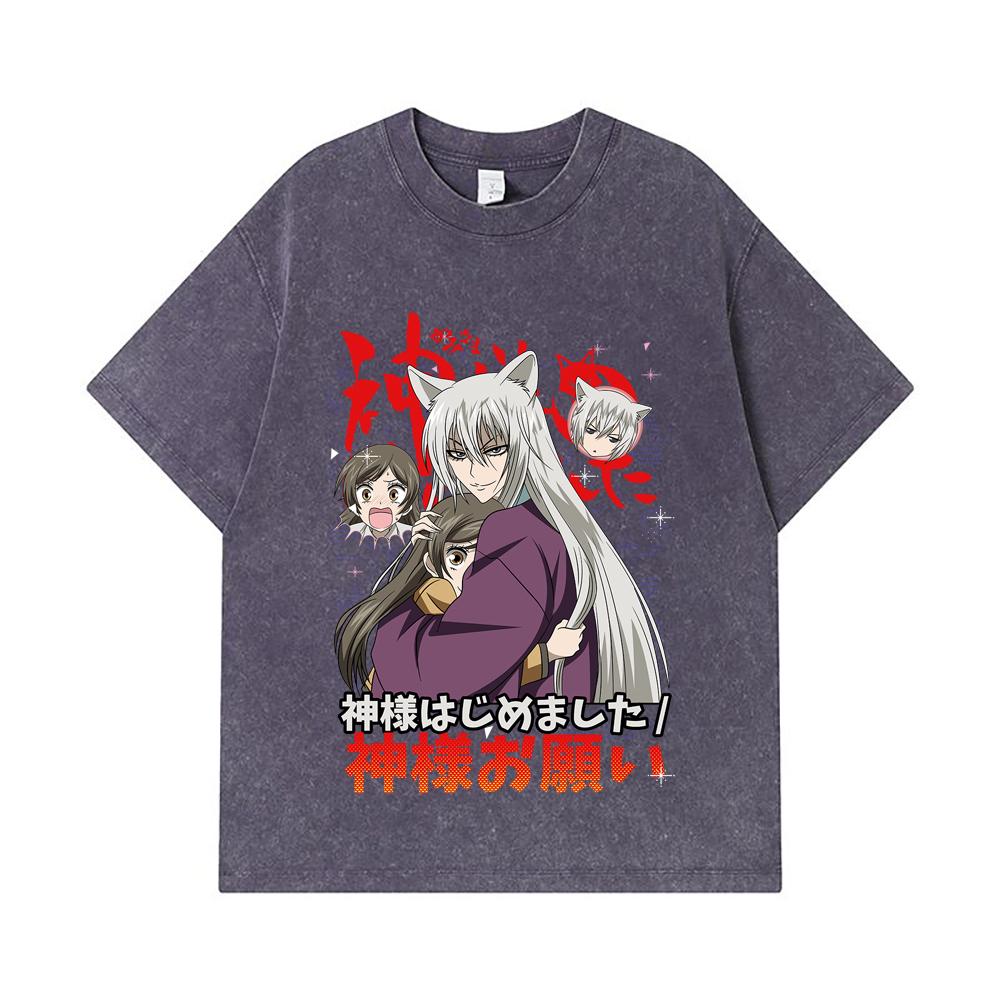 275 GSM Washed T-shirts 100% Cotton Kamisama Kiss V1 Print Unisex Heavy Cotton T Shirt