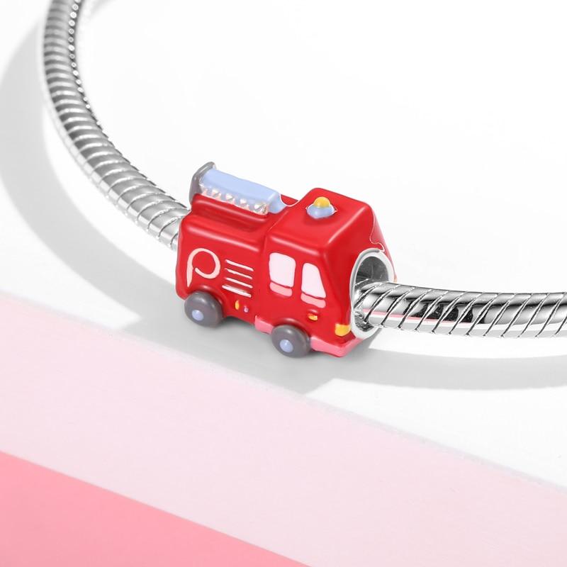 Car Club Series 925 Sterling Silver Beads Shop Car Fire Truck Truck Jeep Excavator Diy Bead Fit Bracelet Jewelry