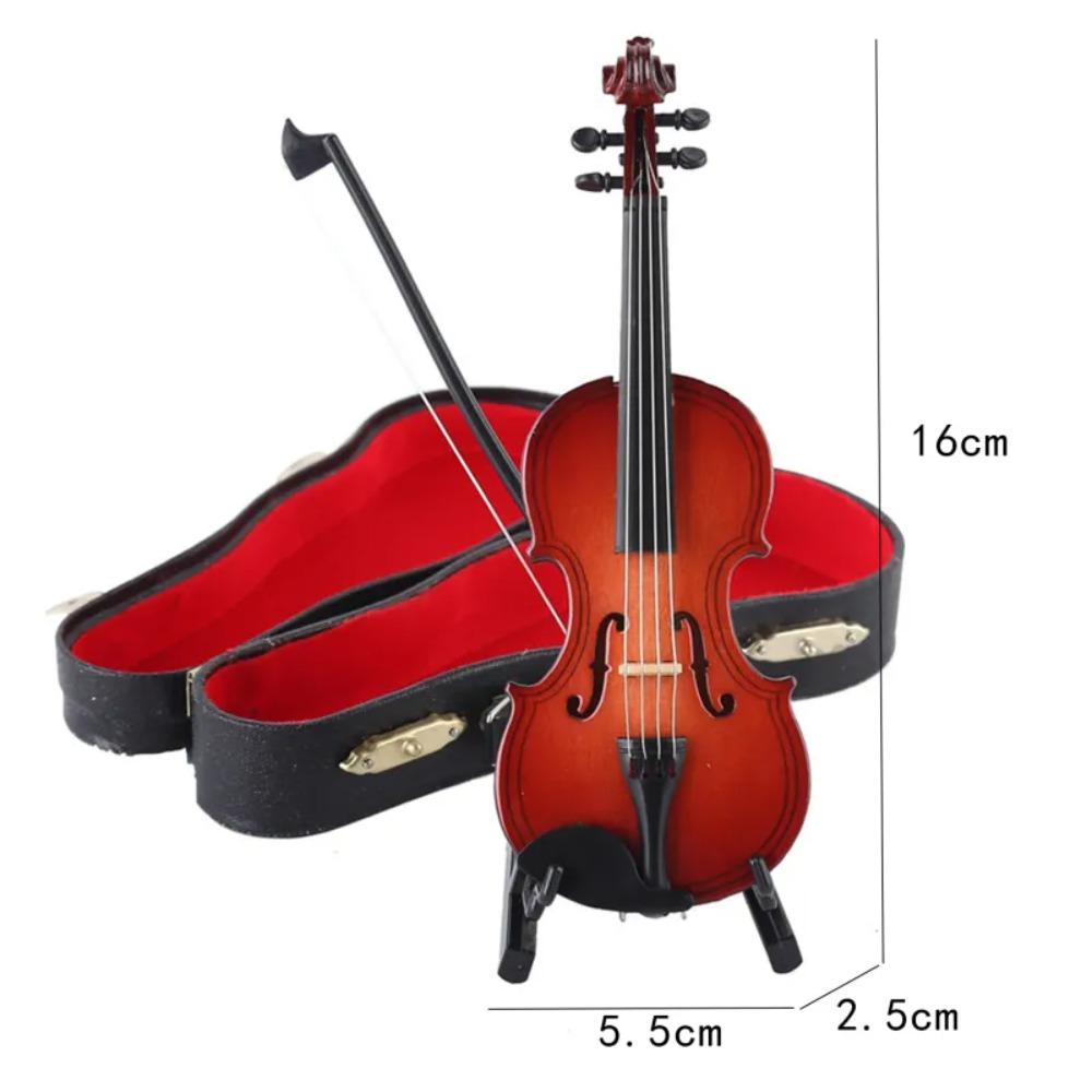 Multi-dimension Mini Violin With Support Mahogany Miniature Violin Violin Model  Collection