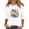 Women's Fashion Casual Seven-Point Sleeve Print Round Neck Top