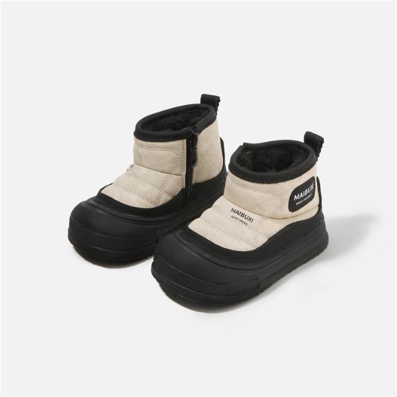 

Winter Baby Snow Boots Leather Warm Plush Shoes for Toddler Kids Little Girls Boys Boots Cotton EU 16-25 21 бежевый