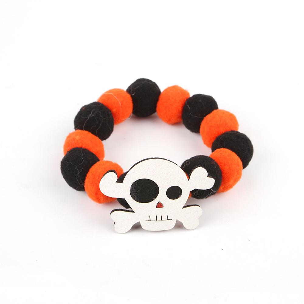 Halloween Pumpkin Pet Collar Funny Elastic Rope with Pompom Adjustable Kitten Dog Cat Collar for Halloween Personalized Accessor