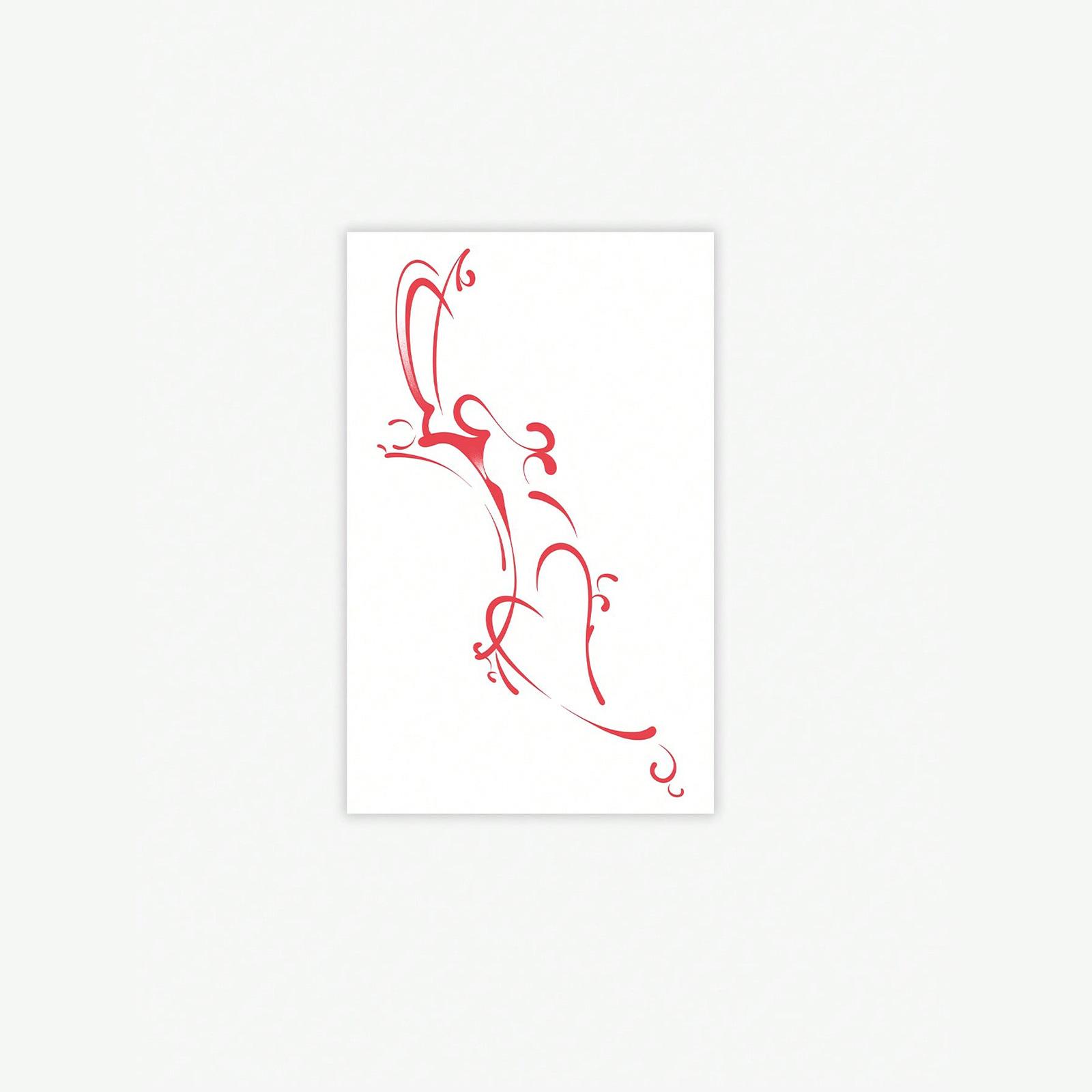 

Retro Red Flower Body Totem Tattoo Sticker, Waterproof And Long-Lasting Girlish Feeling, Waist And Abdomen Sticker. 12*19