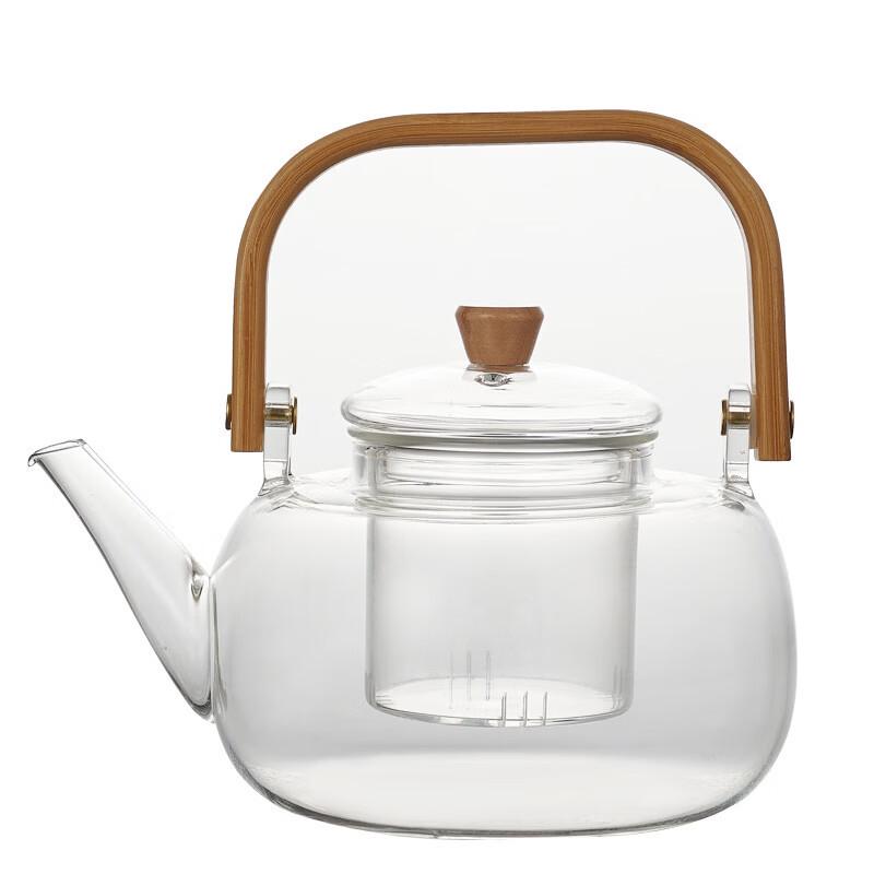 

High Borosilicate Glass Boiling Teapot with Square Bamboo Handle, 1000ml