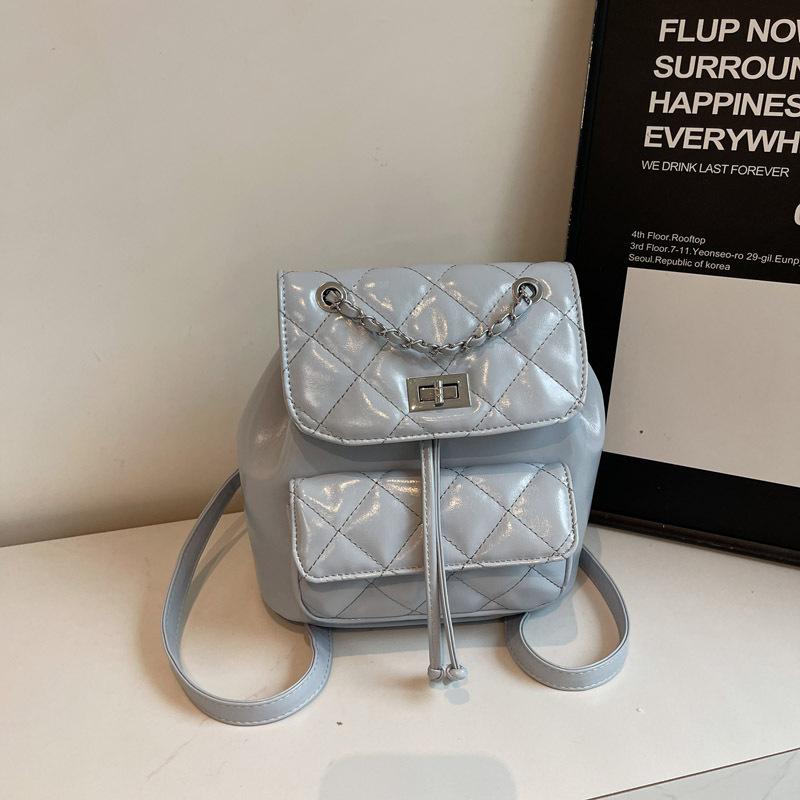 

Нишевая корейская версия рюкзака с бриллиантовой цепочкой 2025 лето новая мода высокая ценность повседневный маленький рюкзак женский синий