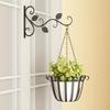 2pcs Black Wrought Iron Plant Hanger with Leaf Design - Easy Install Wall Bracket for Hanging Flower Baskets, Bird Feeders