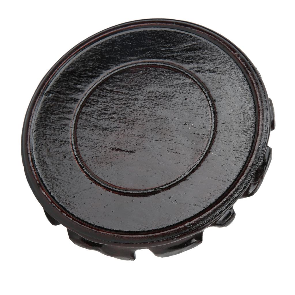 Round Wooden Base Multifunctional Retro Carving Elegant Wooden Display Stand for Home Decoration Gift