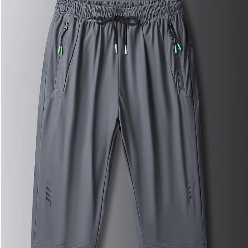 Letnie spodnie do joggingu Męskie spodnie casualowe Ice Silk Cienkie Jednolity kolor Spodnie skrócone Moda Hip Hop Street Spodnie dresowe Luźne spodnie