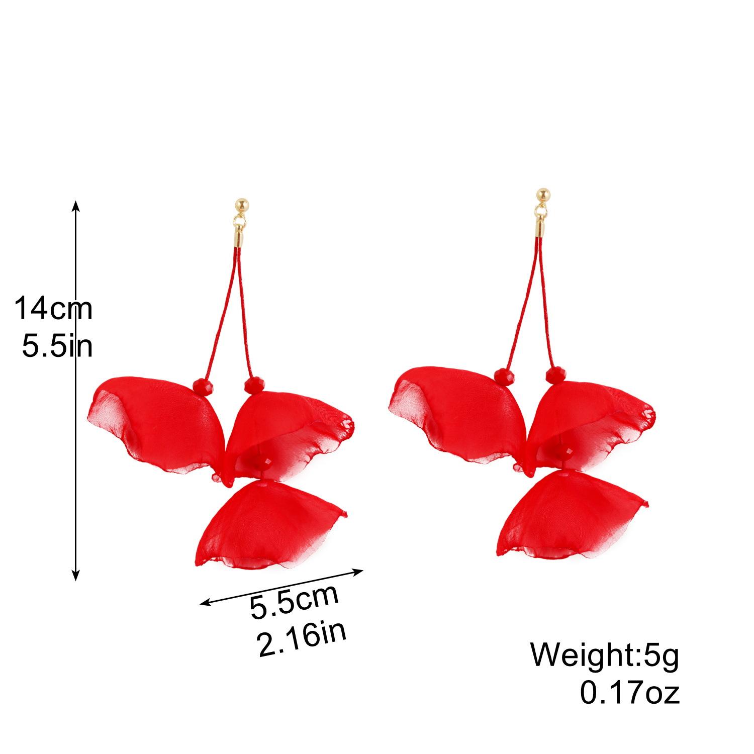

Преувеличенные серьги с кисточками в виде цветов Индивидуальные серьги Темперамент Длинные тканевые серьги Серьги с красными цветами Модные серьги 2025 Повседневные украшения