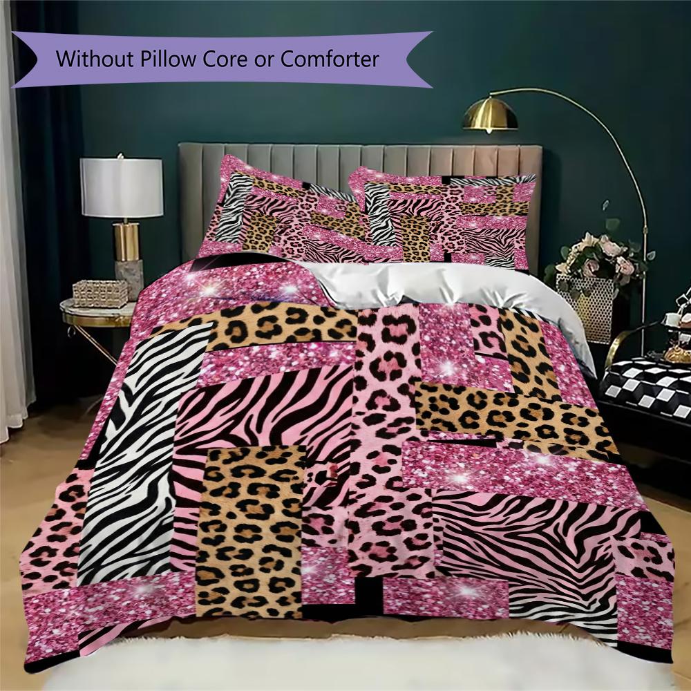 Y2K Leopard Print Pattern Bedding Uilt Set Uilt Cover Pillowcase Home Decoration Birthday Gift (1 * Duvet Cover + 2 * Pillowcase Without Core)13