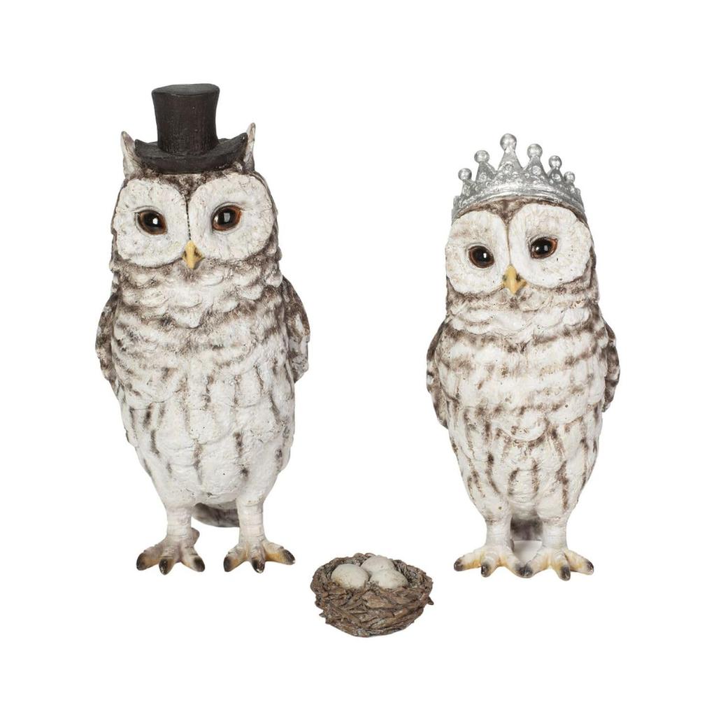 Ubia Owl Couple x 7 x Animal Garden H23357 Figurine, 10.5 12.5 cm, Decoration, Bird,