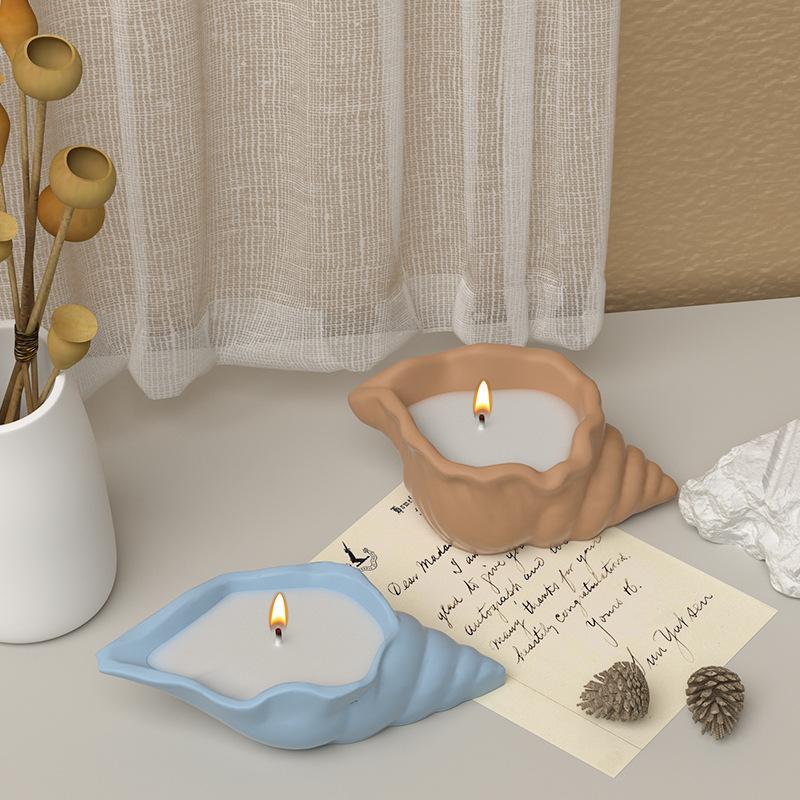 1Pc DIY Epoxy Gypsum Conch Storage Box Ornament Mould Scented Candle Cup Conch Candle Cup Silicone Mould
