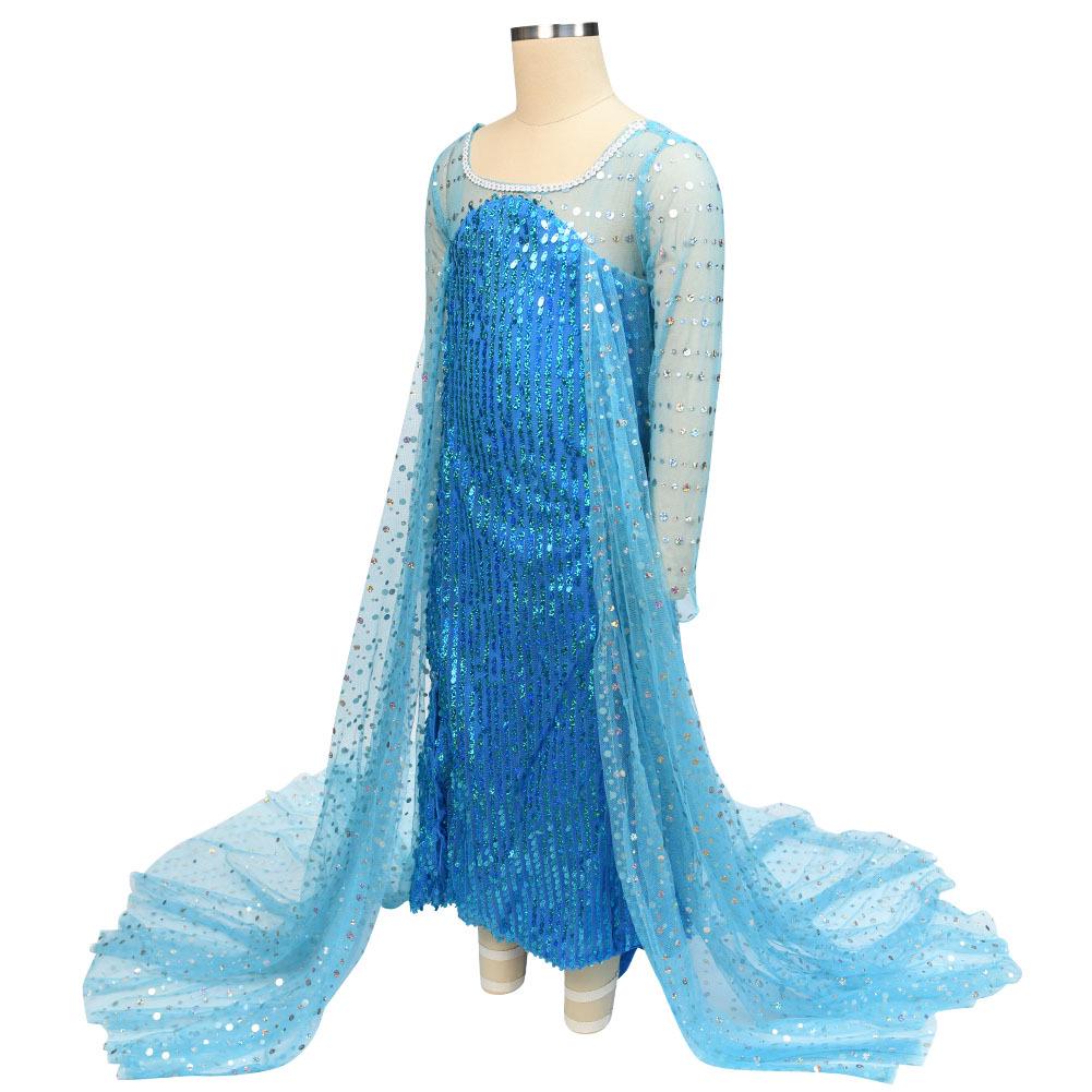 Frozen Girls' Elsa Sequin Mesh Long-Sleeve Formal Dress