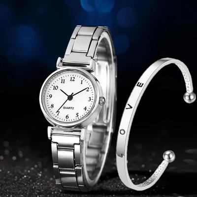 Fashion Women Watch Set Light-luxury Ladies Quartz Wristwatch with LOVE Bracelet Thin Simple Business Female Clock Gift