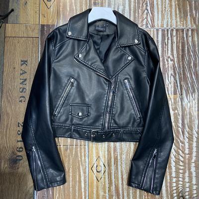 High Street Motorcycle Pu Leather Jacket Women's Short American Leather Jacket Women's New Spring and Autumn High-end Sense