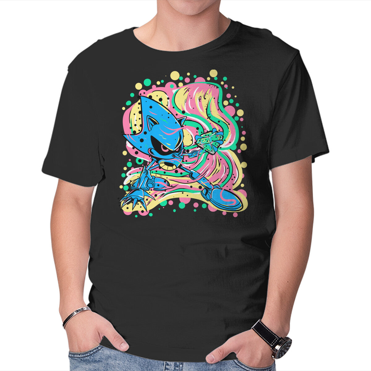 Unisex Crew Neck T-Shirt Metal Chaos Graphic Short Sleeve Casual Tee S