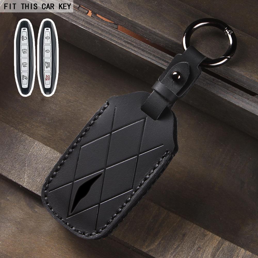 Leather Car Key Bag Case for Hyundai Genesis GV80 GV60 G90 G70 Holder Key Cover Key Chains