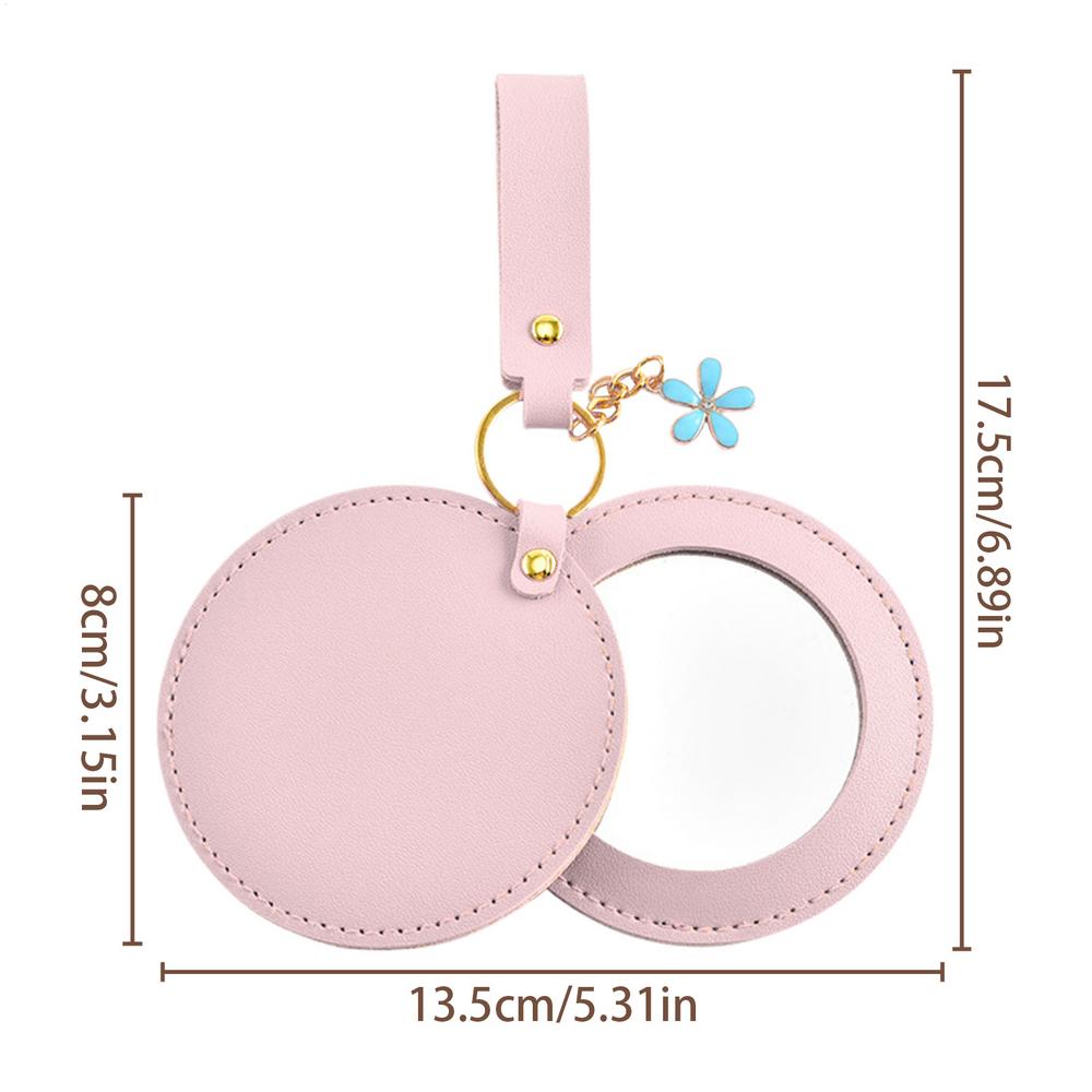 PU Leather Round Makeup Mirror Portable Cosmetic Mirror Mini Solid Color Ultra-Thin Pocket Mirror Travel Pocket Mirror