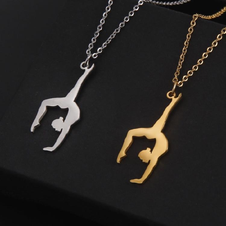 High Polished Stainless Steel Necklace for Women with Gymnastics Pendant Necklace Jewelry Accessory Daily Casual Use