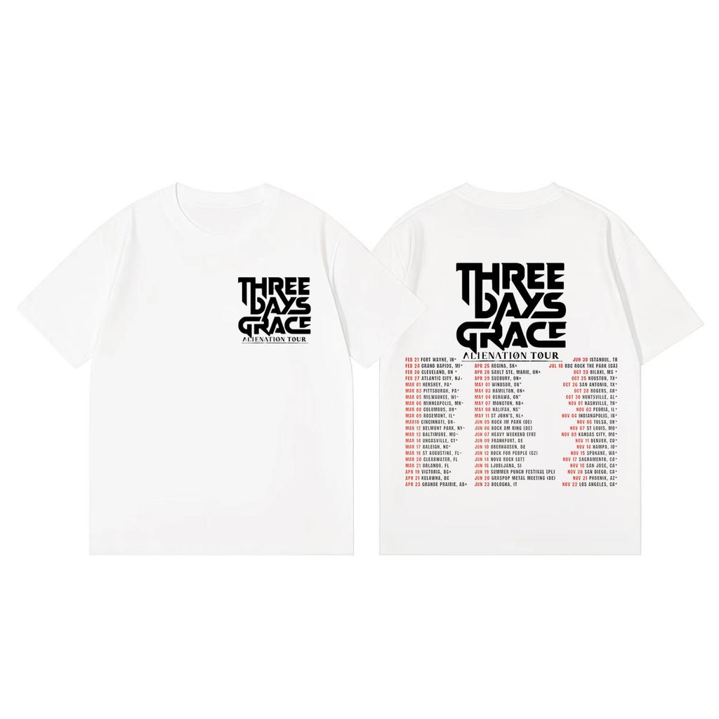 Three Days Grace Alienation Tour 2026 Tshirt Fashion Rock Short Sleeve Tshirts Men Women Casual Oversized Tshirt Streetwear