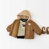 Boys Winter Hooded Warm Jacket  Middle and Small Child Long Sleeve Colorblocking Jacket