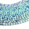 1 Stück 6 mm 8 mm 10 mm 12 mm runder blauer und grüner persischer Jadestein lose Distanzperlen für Schmuck, handgefertigt, Diy-Armband