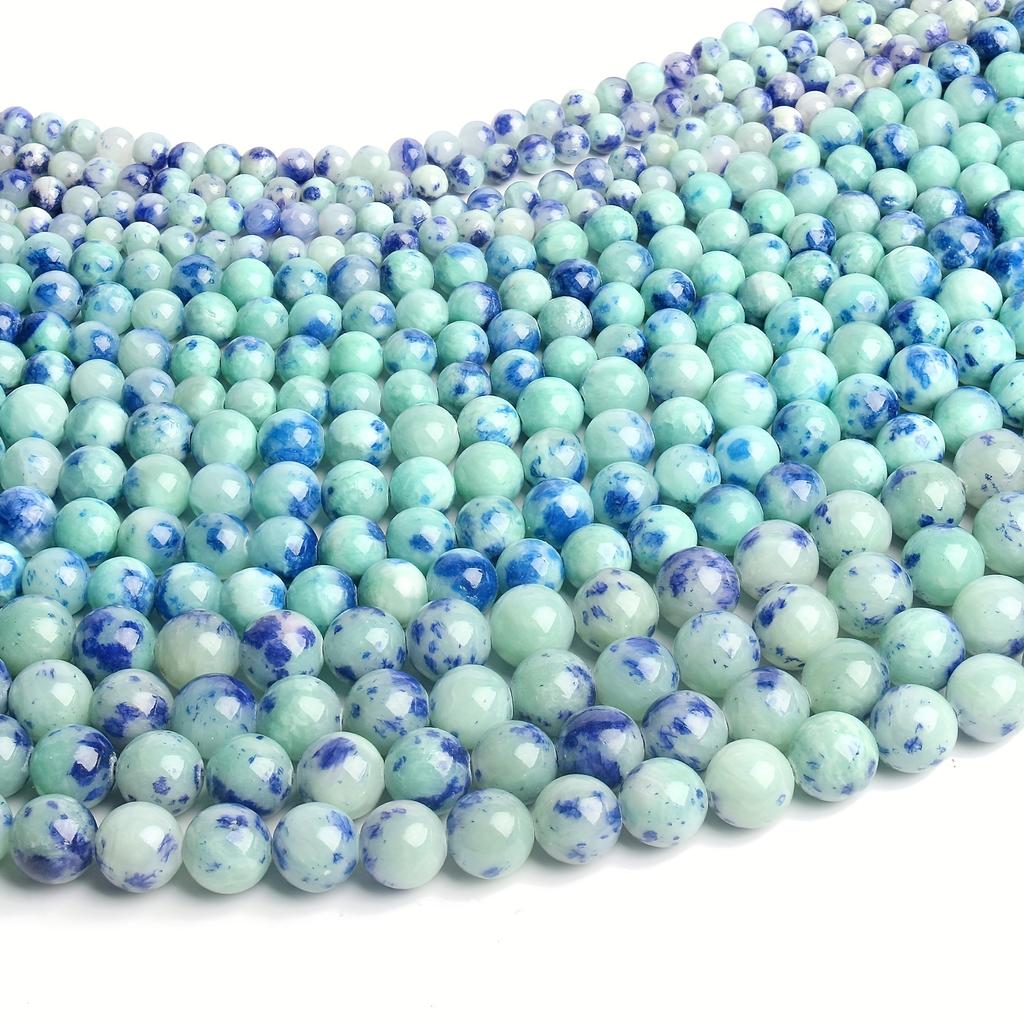 1 Stück 6 mm 8 mm 10 mm 12 mm runder blauer und grüner persischer Jadestein lose Distanzperlen für Schmuck, handgefertigt, Diy-Armband