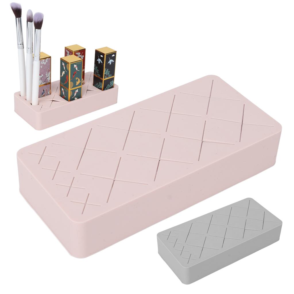 12 Slot Lipstick Holder Organizer Silicone Makeup Cosmetic Display Stand for Nail Polish Eyebrow Pen