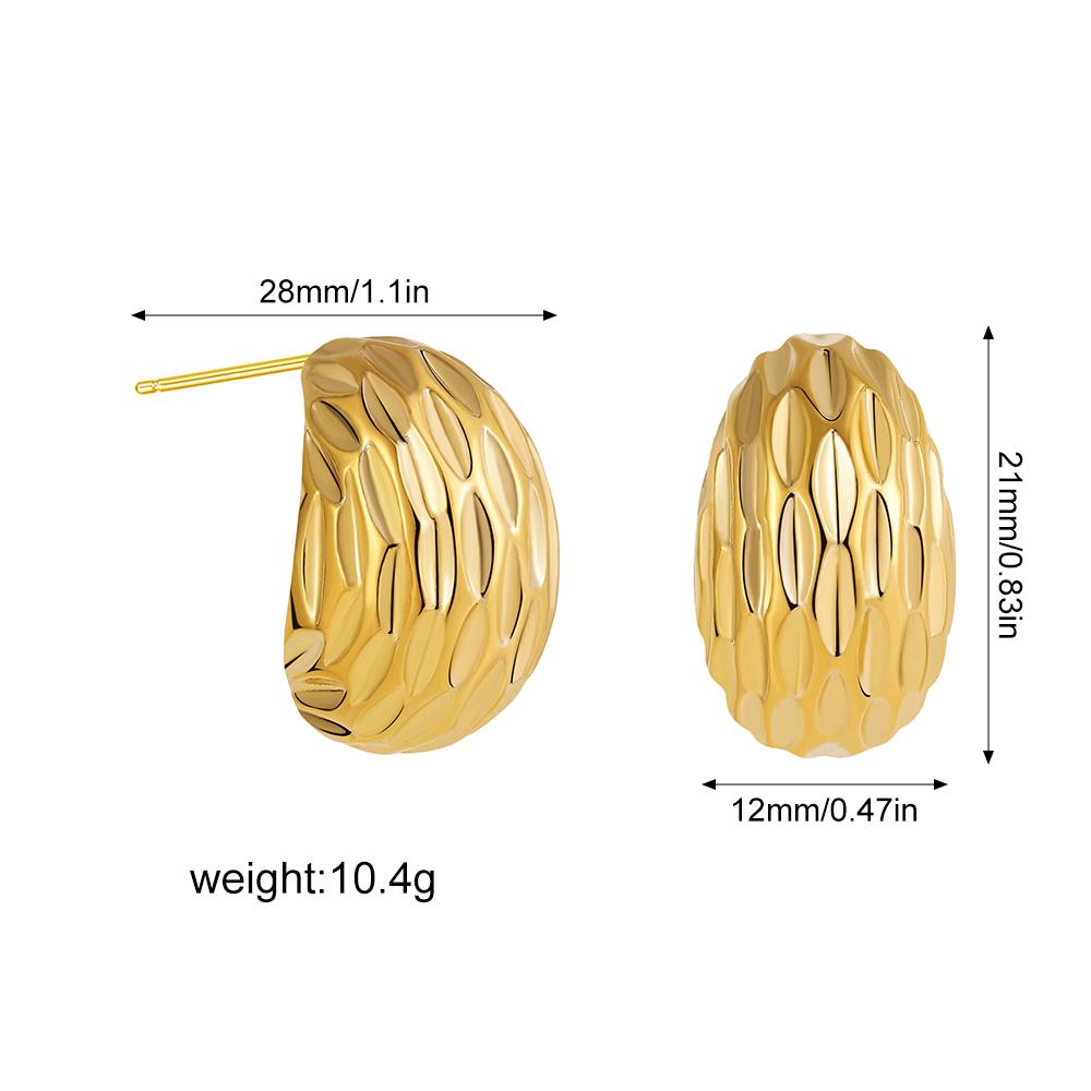 Creative Gold Plated Stainless Steel Round Geometric Earrings for Women Statement Geometric Studs Fashion Jewelry Waterproof