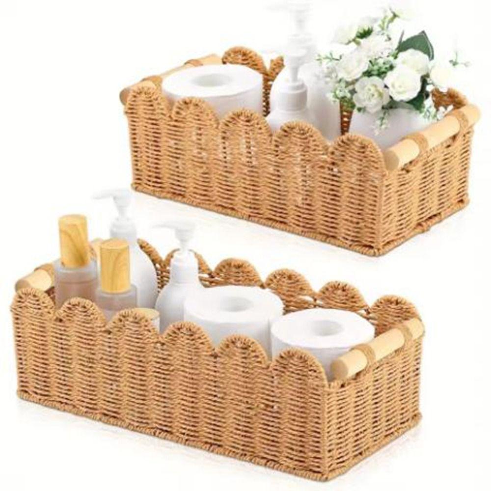 Handwoven Paper Rope Storage Basket Handmade Toilet Paper Storage Basket Living Room