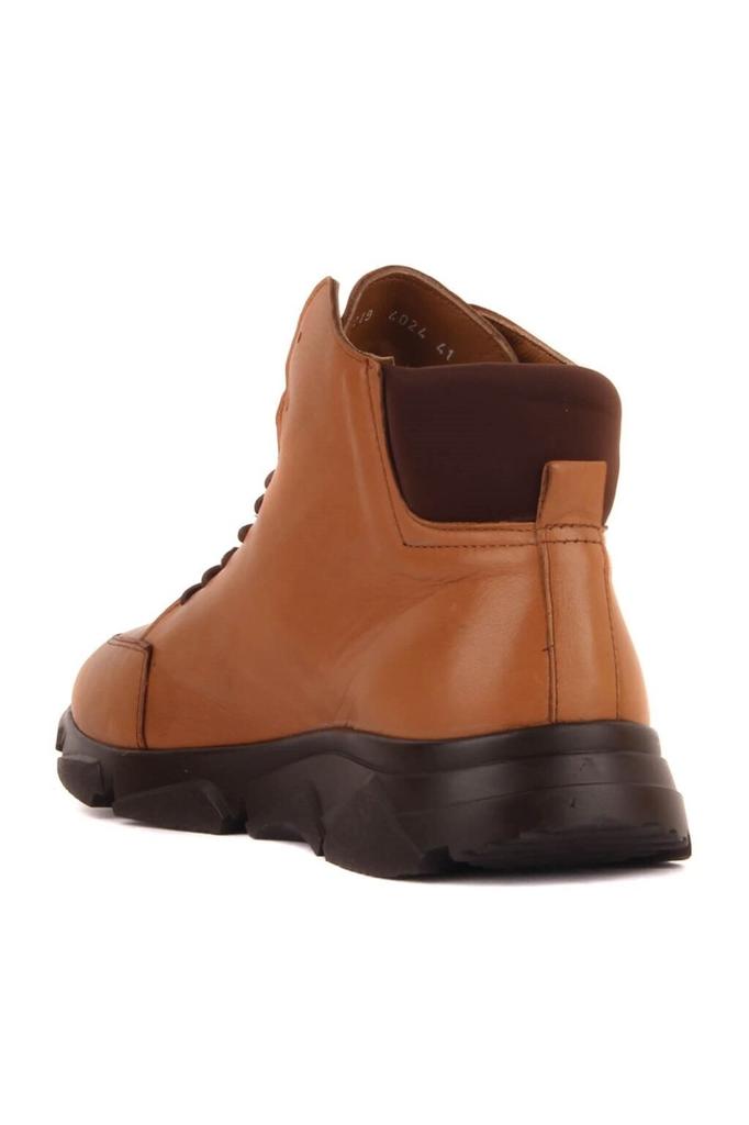 Men's Fashion Genuine Leather Flat Heeled Booties Bootie Tan Leather Lace Up Boots Shoes