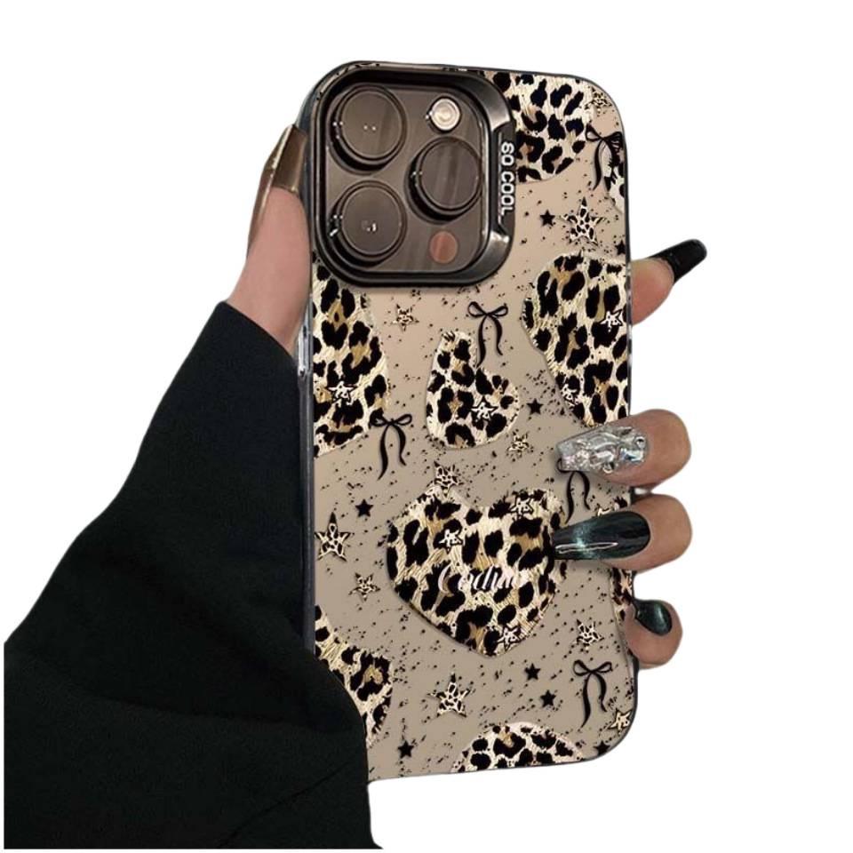 European American Leopard Print IMD Silver iPhone 14 Pro Max Drop-proof Case