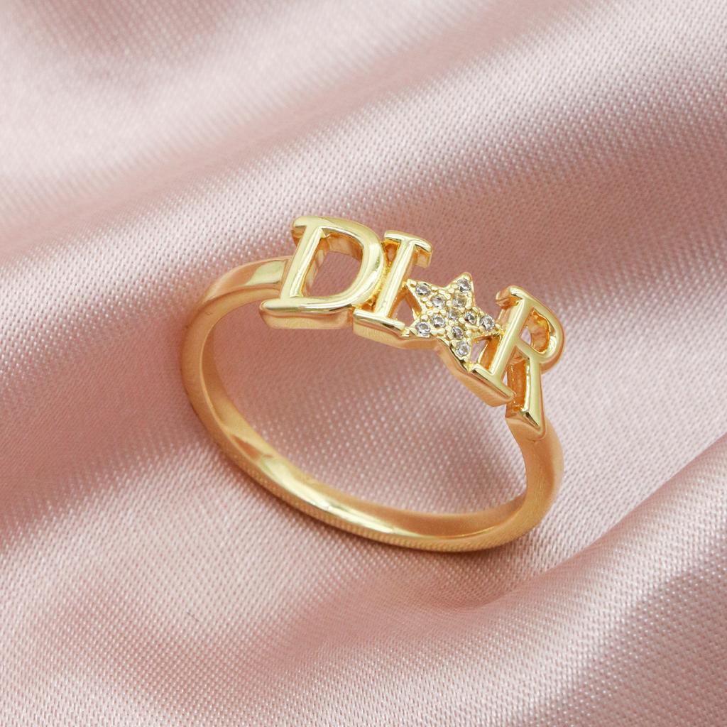 1 Piece New Zircon Letter D Ring for Women Girls Exquisite  Stainless Steel Star Ring Wedding Party Jewelry Gifts