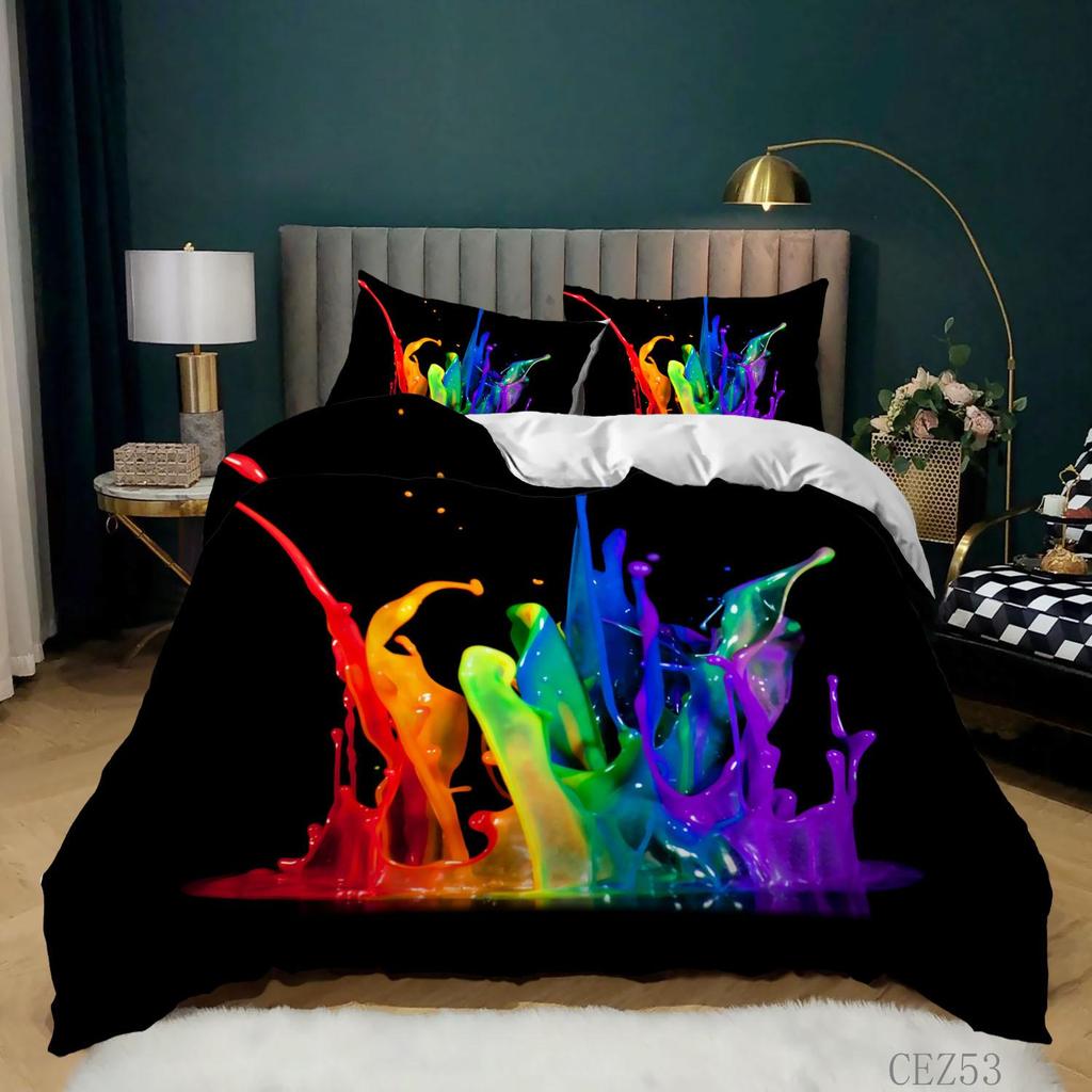 Personalized Dirty Rainbow Bed Three-piece Digital Printing Kit