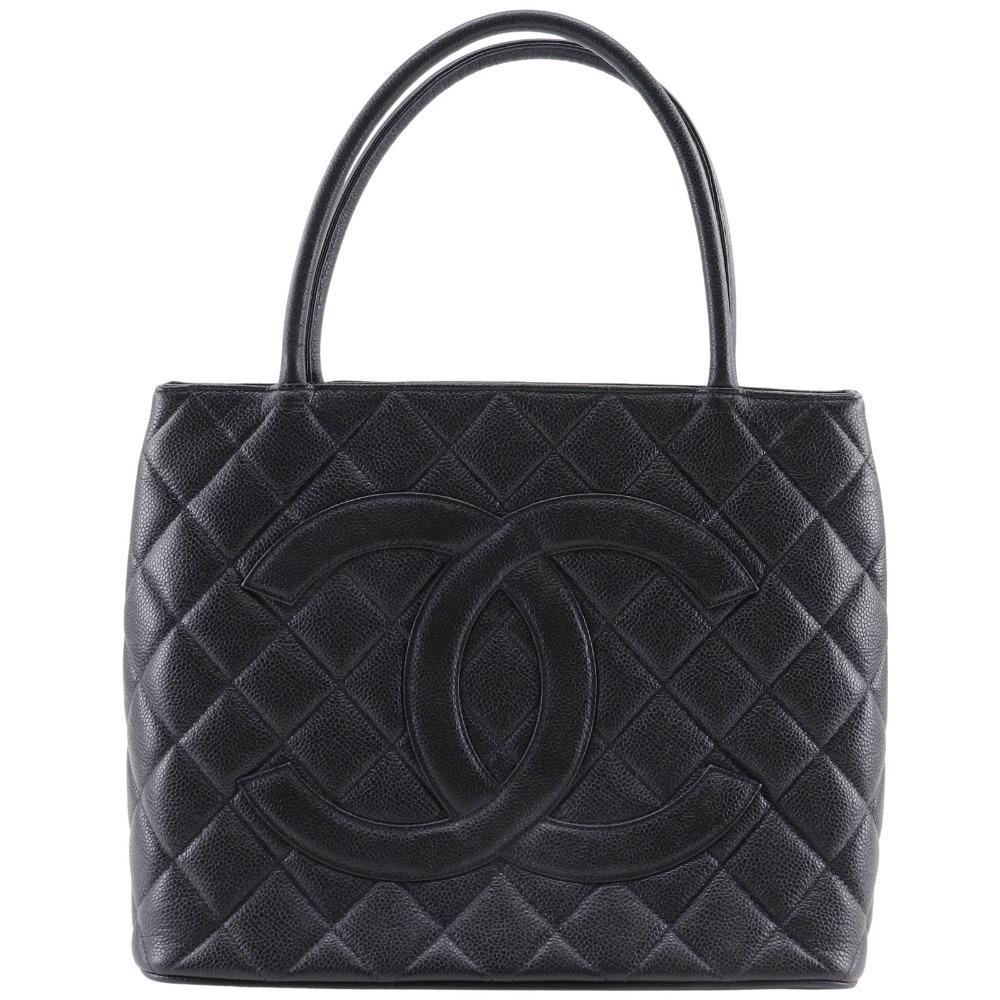 

CHANEL Medallion Tote Tote Bag A01804 COCO Mark black Caviar skin Women Used
