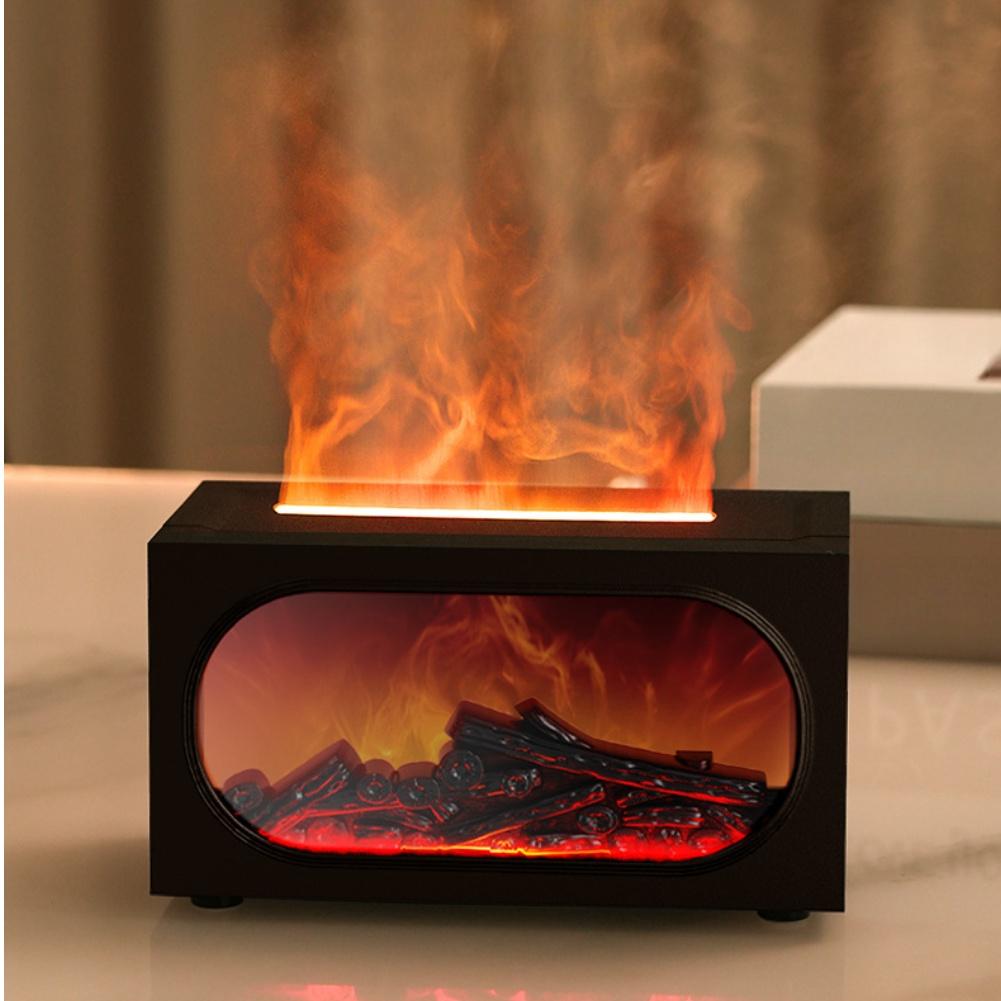 Fireplace Aroma Diffuser with Humidifier 7 Color LED Light Mode and 140ml Capacity for Calm and Comfortable Space