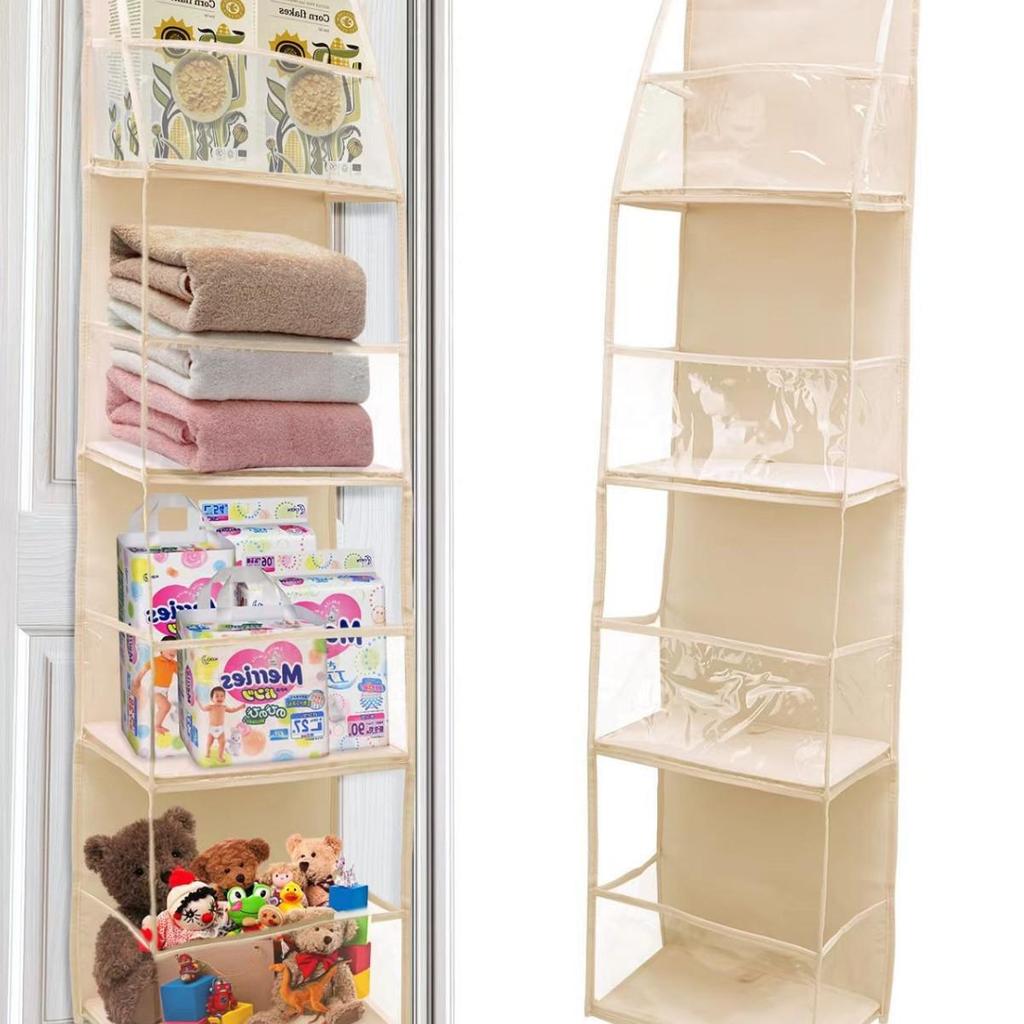 Wall-Mounted Mesh Storage Bag: Layered Hanging Organizer with Transparent Design
