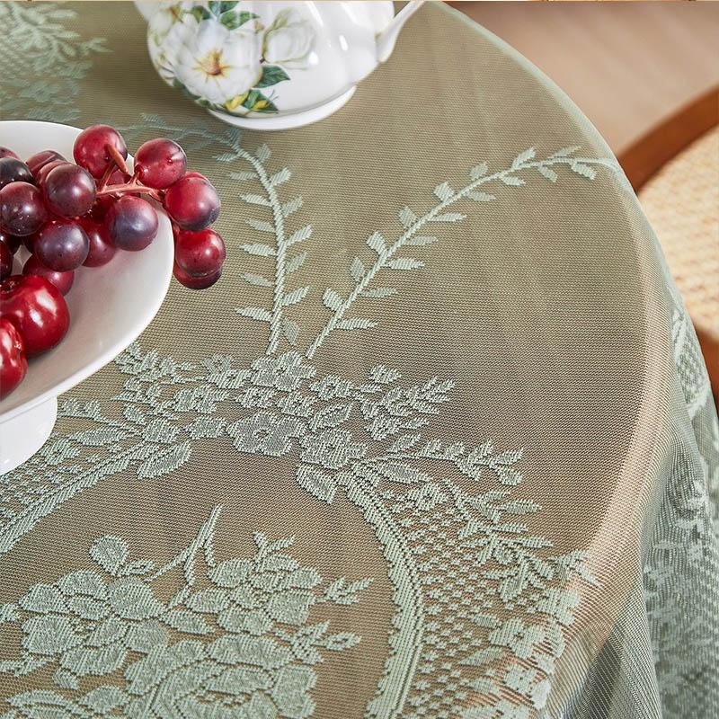 French Green Lace Tablecloth Round Mirror Flower Vine Pattern Living Room, Coffee Table, Dining Table Decoration Tablecloth CZB6