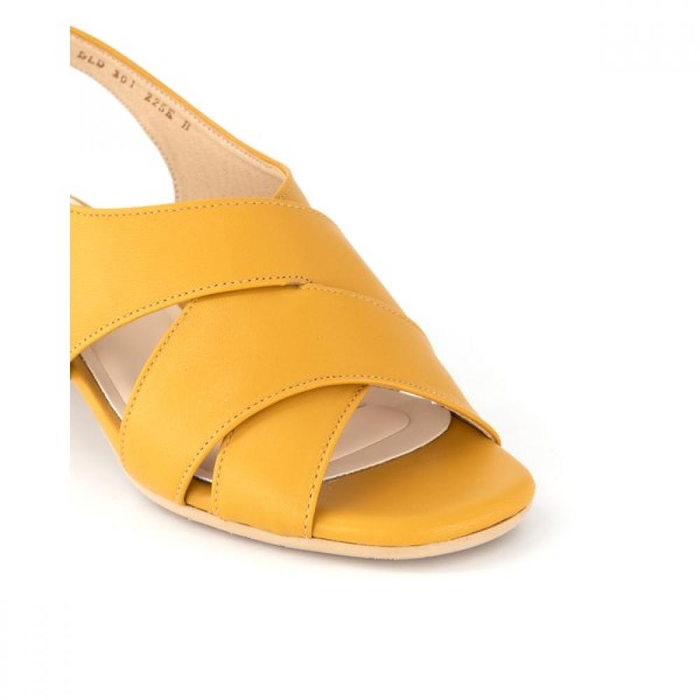 Daks 4cm Cross Leather Semi Dress Sandals Dld301 Mustard