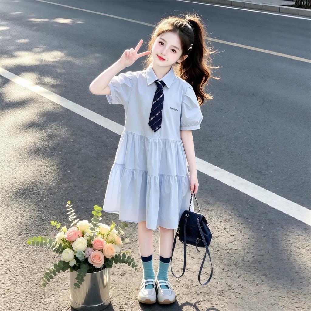 New Arrival: Korean Style Puff Sleeve Princess Summer Dress for Girls