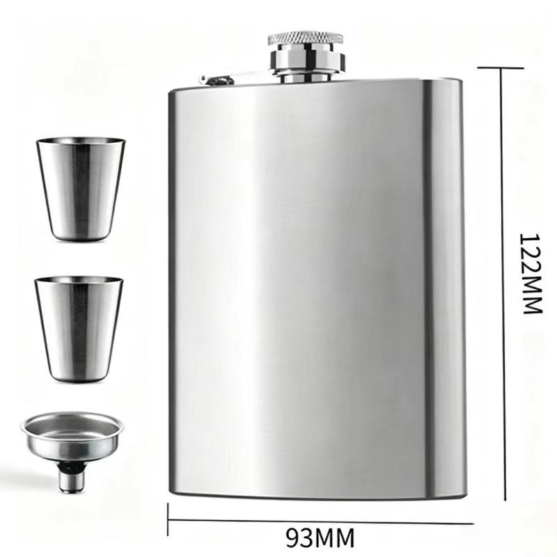 8oz Stainless Steel Hip Flask with Russian Leather, Portable Outdoor Small Flask - Brown/Black