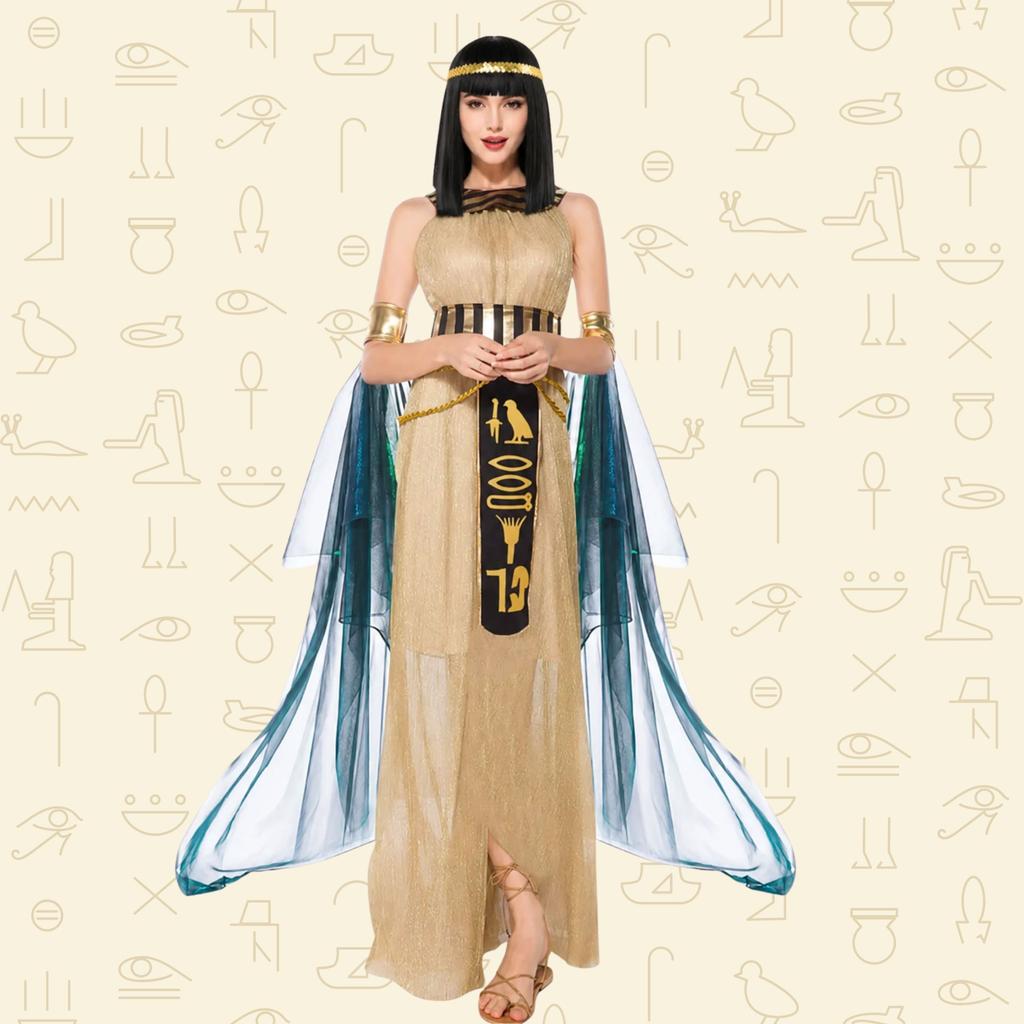 Costume da Cleopatra Set Parrucca Faraone Egiziano Principessa S M